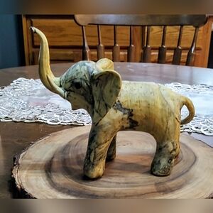 Handcrafted Vintage Elephant Sculpture - Natural Oyster Shell